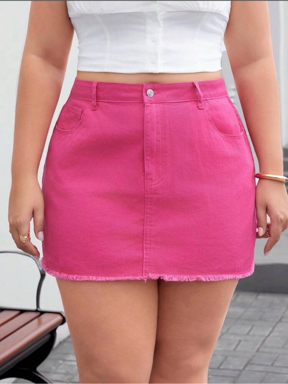 SHEIN Hot Pink Denim Mini Skirt